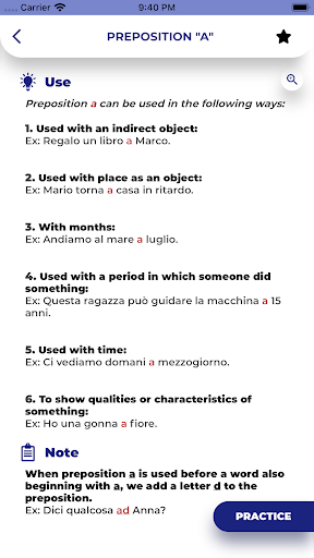 Italian GrammarーLessons・Tests Screen 3
