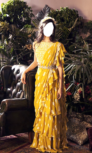 Women Ruffle Saree Photo Suit Screen 3