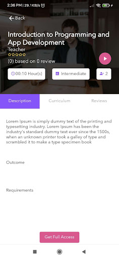 Android application Finetution screenshort
