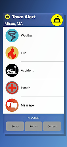 Android application Town Alerts screenshort
