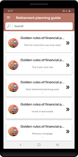 Retirement planning guide Screen 2