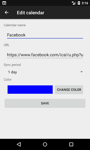 Fire iCalSync Screen 2