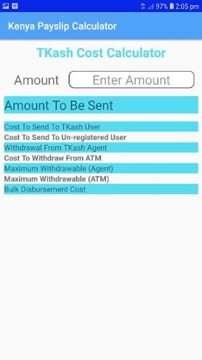 Easy M-PESA Cost Calculator Screen 3