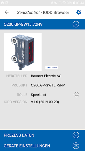 SensControl by Baumer Screen 2