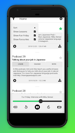 Android application Learn Japanese Pod App screenshort