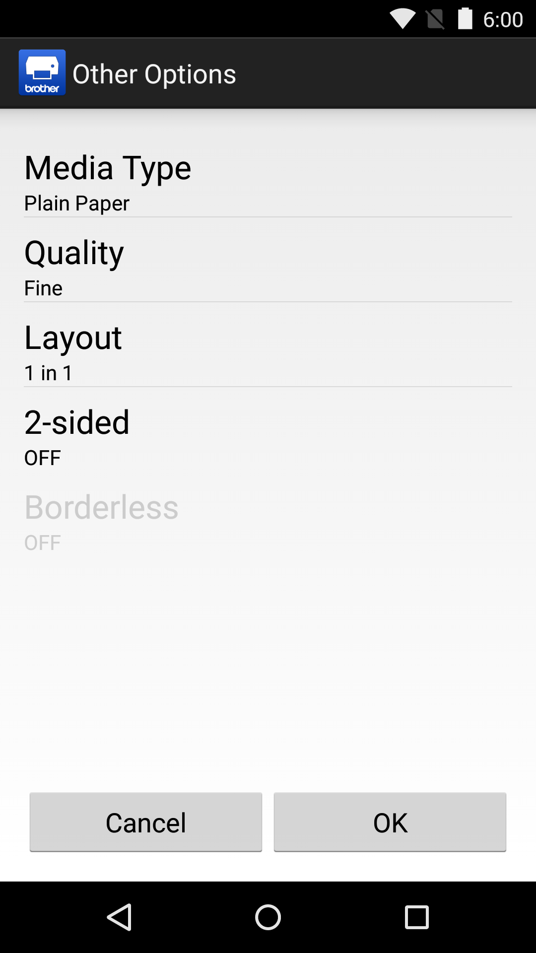 Brother Print Service Plugin Screen 3