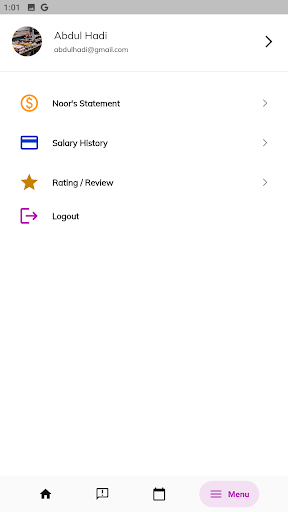 Android application Noors Saloon --vendor screenshort