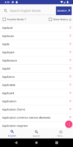 Android application Spanish Dictionary English screenshort