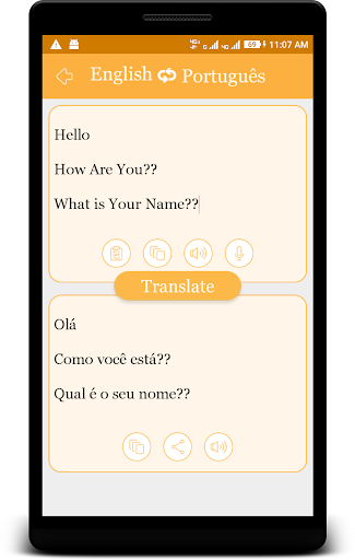 Android application Portuguese English Translator screenshort