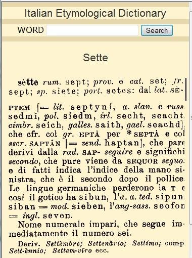 Etymological dictionary Screen 2