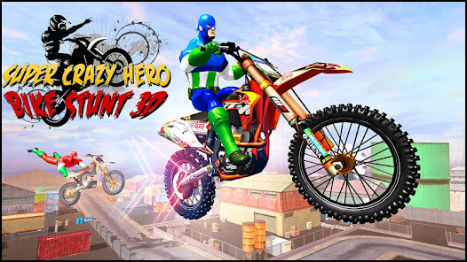 Super Crazy Hero Bike Stunts: Moto Racing 3D  screenshots 1