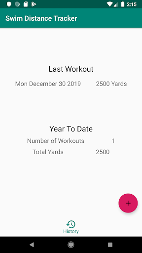 Android application Swim Distance Tracker screenshort