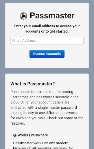 Android application Passmaster screenshort