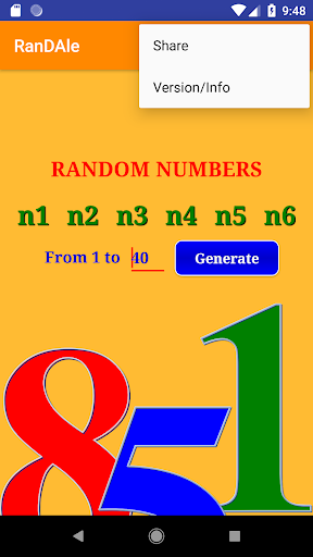 Random numbers Screen 3