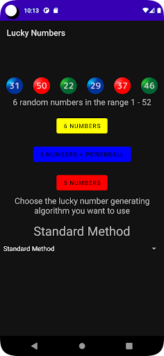 Lucky Numbers Screen 2