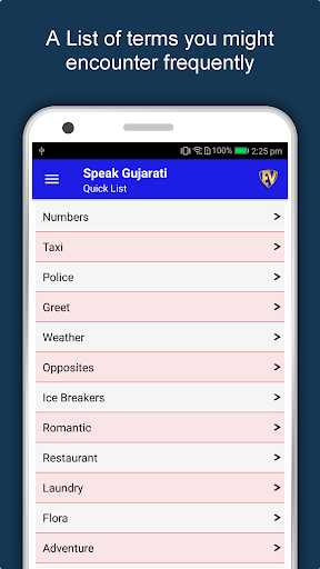 Screenshot of Learn Gujarati Language App