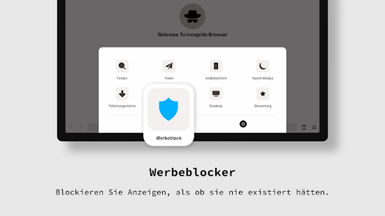 Privater Browser Inkognito App Bildschirmfoto