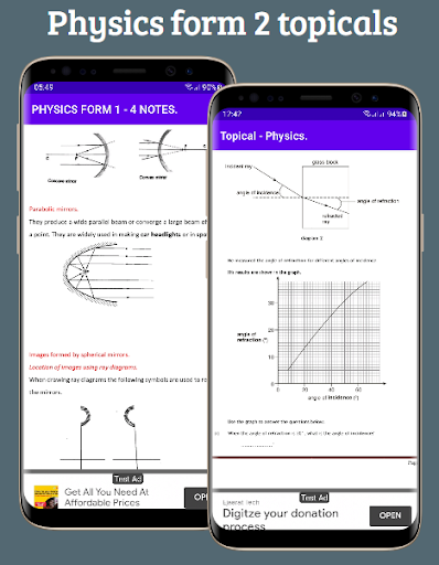 Physics; form 1-4 topicals. Screen 2