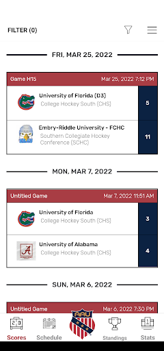 Android application AAU College Hockey screenshort