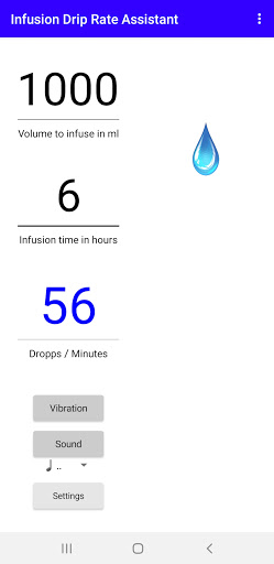 Android application Infusion Drip Rate Assistant screenshort