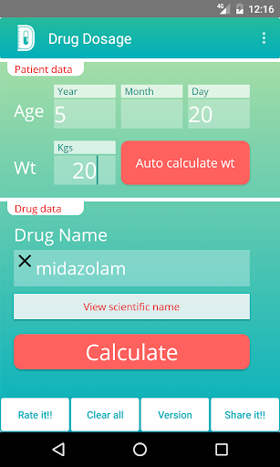 Android application Drug Dosage Calculations (Ads) screenshort