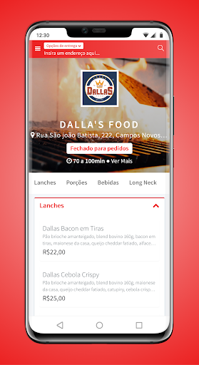 Android application Dalla's Food - Campos Novos SC screenshort