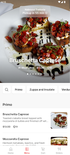 Android application Nabruzzi Trattoria screenshort