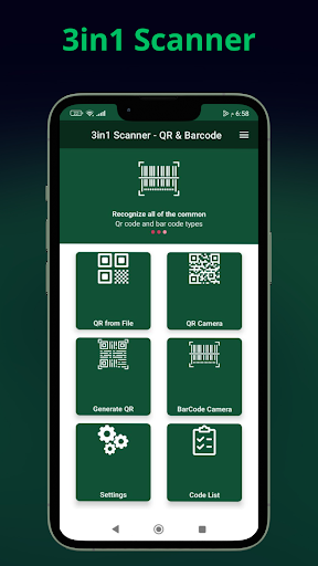 Android application 3in1 Scanner : QR & Barcode screenshort