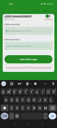 Android application UserManagement screenshort