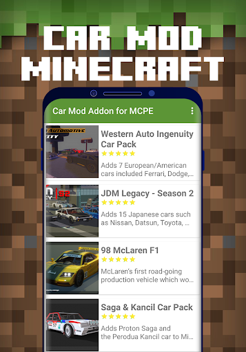 Android application Car Mod Addon for Minecraft screenshort