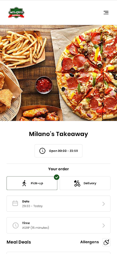 Android application Milano's Takeaway screenshort