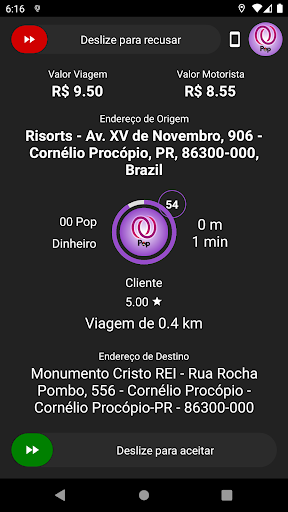 Android application 00Pop - Motorista screenshort