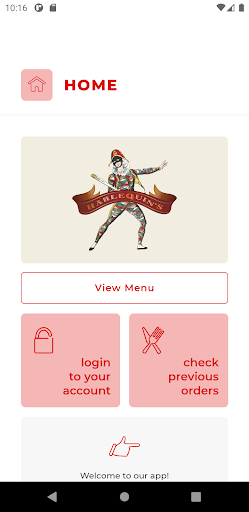 Android application Harlequins Pizza screenshort