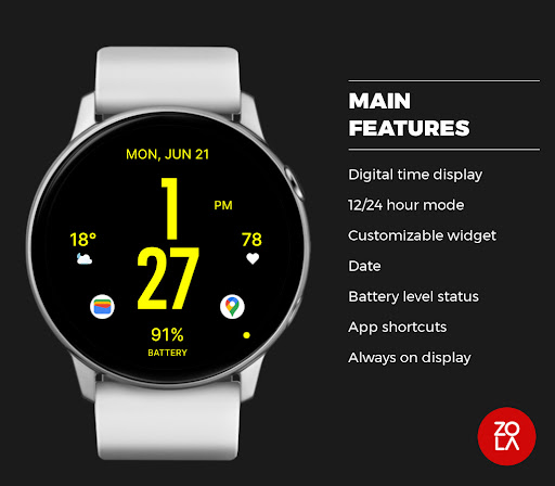Flat Yellow Watch Face Screen 2