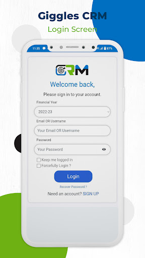 Android application Giggles CRM screenshort