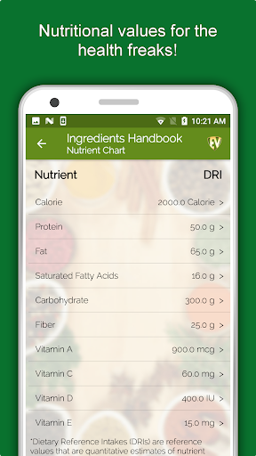 Screenshot of Ingredients & Nutrition Guide