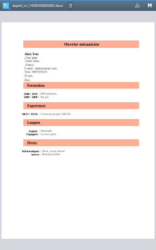 CV Word gratuit by 1cv1-mobile