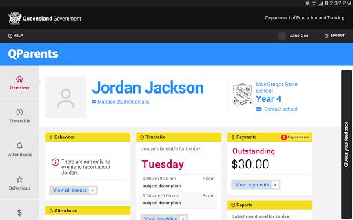Screenshot of QParents