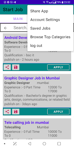 Start Job - find verified jobs Screen 3