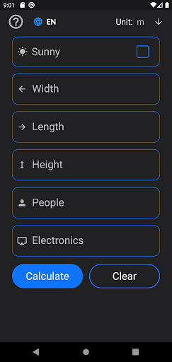 Android application Air Conditioner - Calculator screenshort