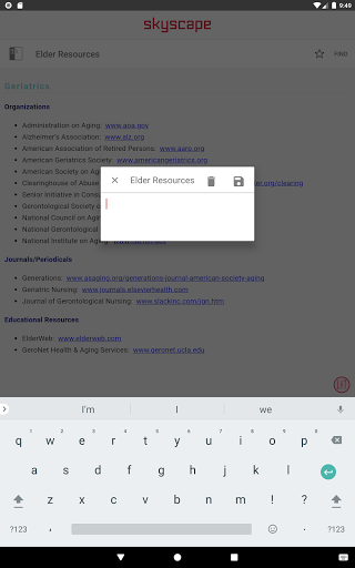 Screenshot of Mosby's PDQ for RN