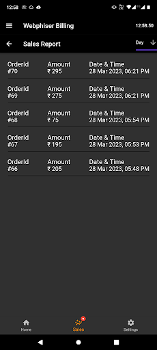 Webphiser Billing App Screen 3