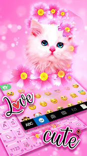 Pink Flowers Kitten Keyboard Theme 6.0.1216_10 APK screenshots 3
