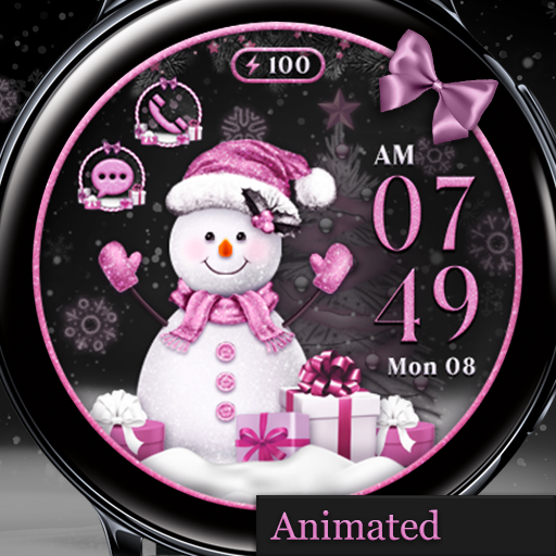 Pink Pastel Snowman_Watchface logo