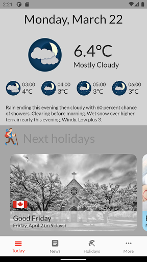 Android application Canadays screenshort