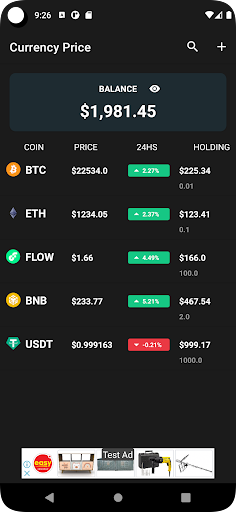Crypto Price: Cryptocurrencies Screen 2
