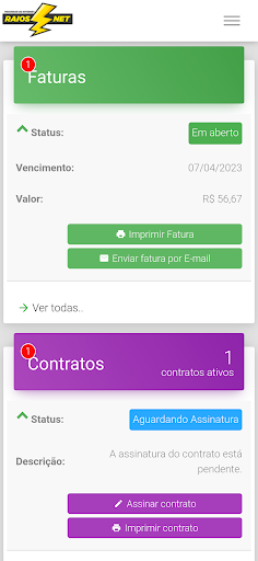 Raios Net Central do Assinante Screen 2