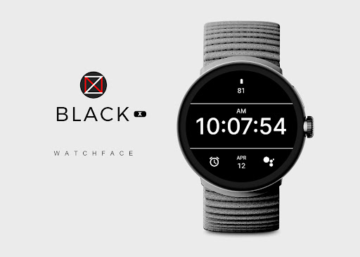 Android application Black X Watch Face screenshort