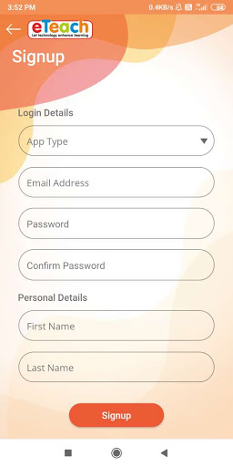 eTeach eLearning App Screen 2