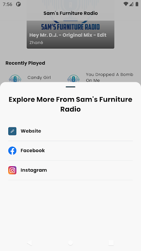 Sams Furniture Radio Screen 3